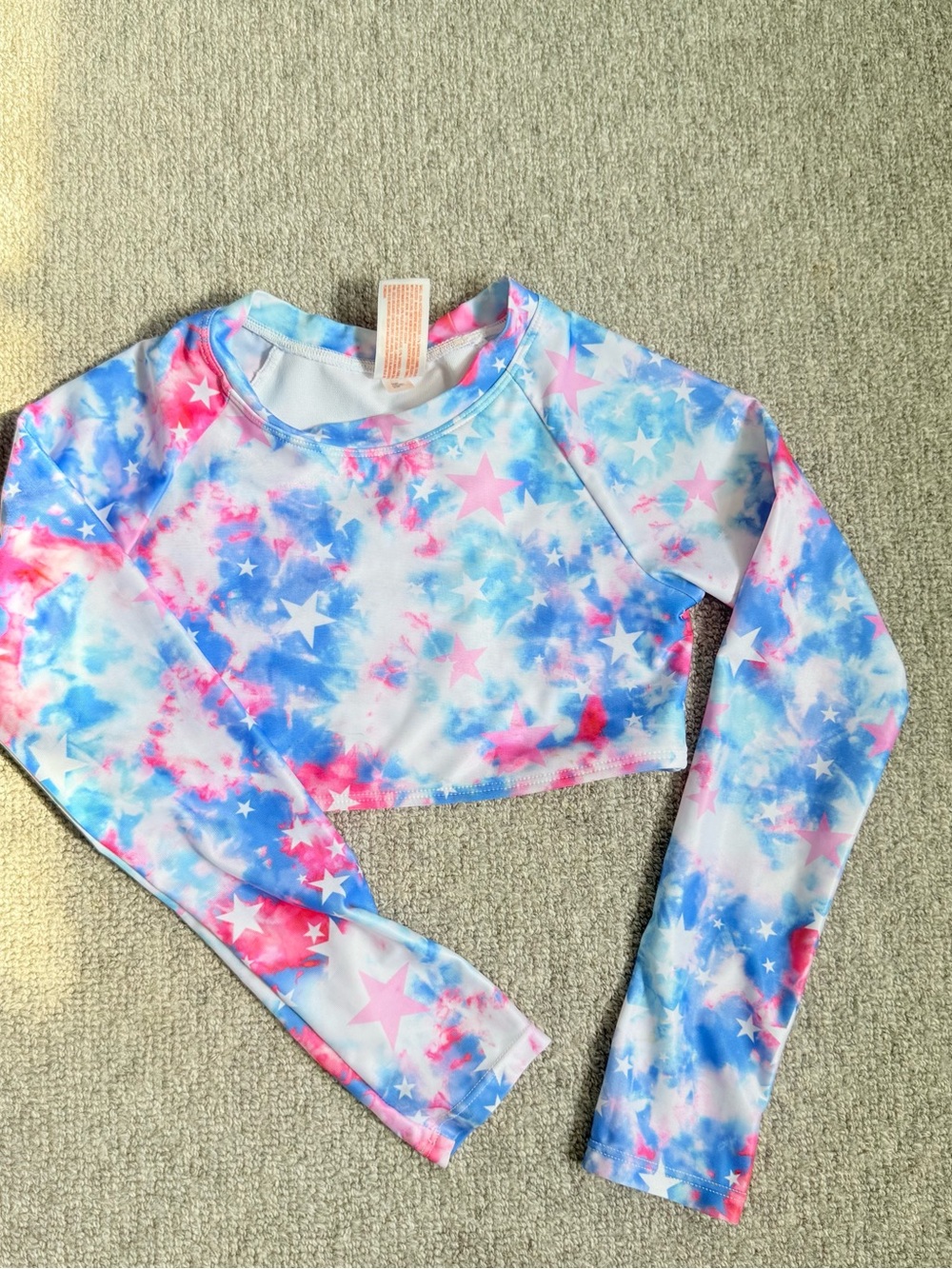 Girls’ Tie-Dye Star Long Swim Shirt - Pink & Blue